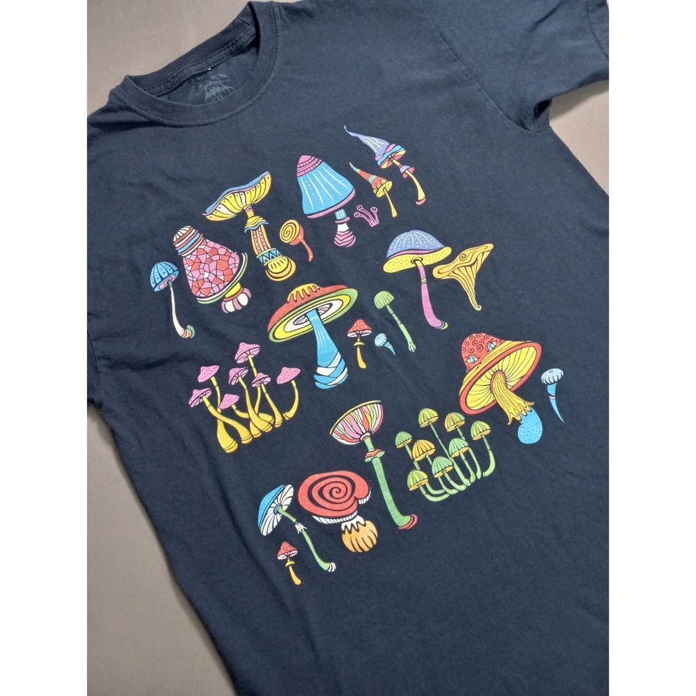 Call‎ Your Mother Mushroom Graphic Tee Navy Blue Cotton T-Shirt Womens Large